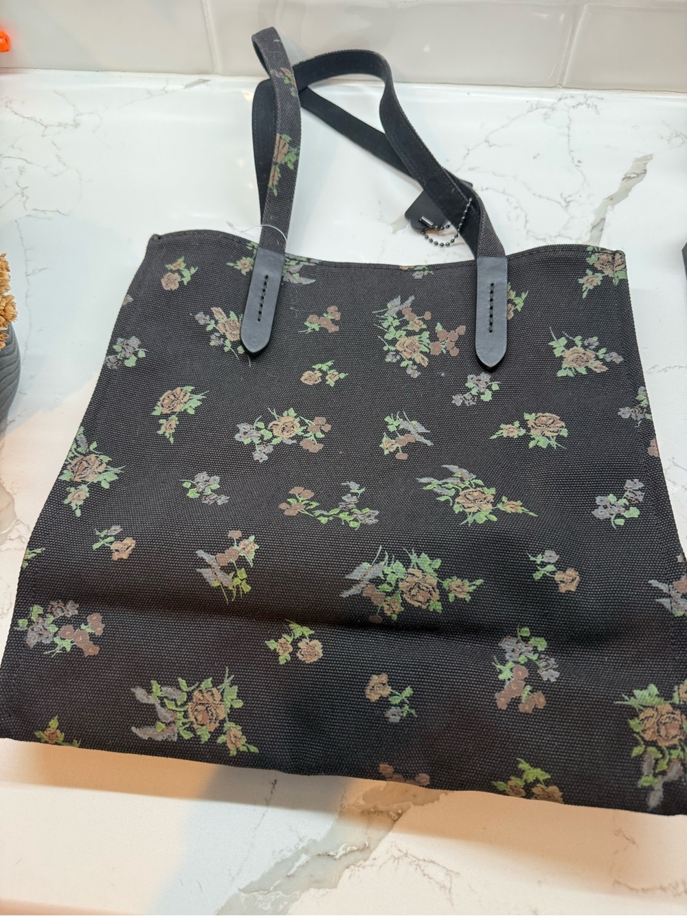 Coach Black Floral Tote with Rainbow LOVE Logo - Picture 2 of 7